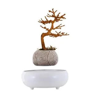 Artificial Mini Plastic Potted Hawaii Palm Tree Indoor Decoration Green Magnetic Levitating Floating Bonsai